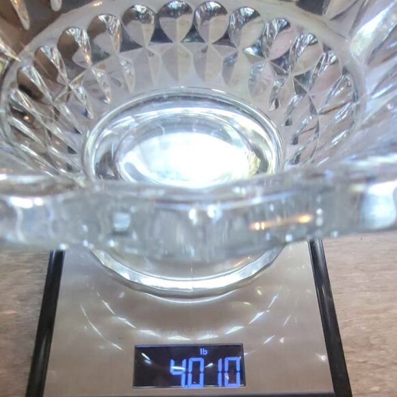 Clear Glass Footed Bowl In The Lotus Blossom Pattern - Picture 8 of 8